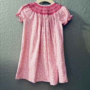 Luli Bebe Pink Smocked Short Puff Sleeve Girls Dress Size 18  Months